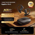 Q11 ear hook Bluetooth headset in Supreme Enamel White with digital display showing battery level