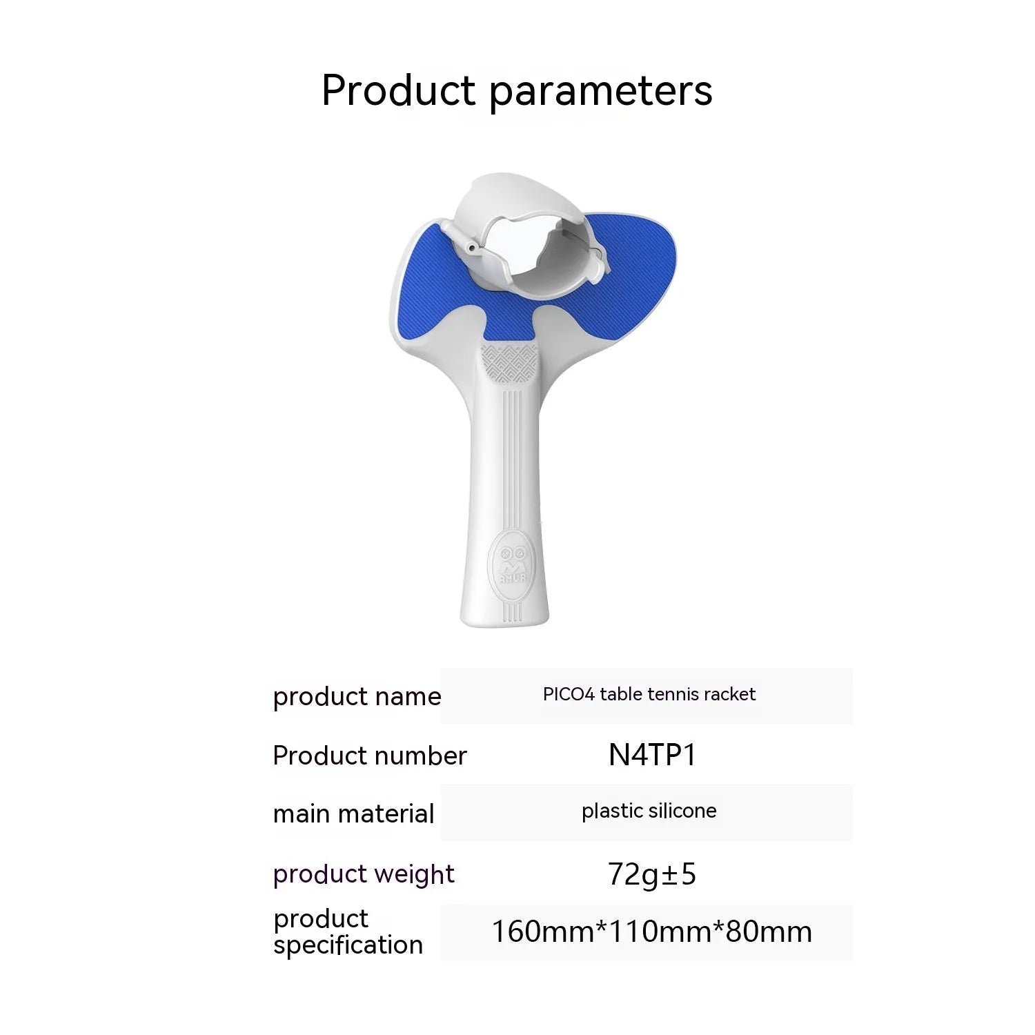 Red and blue plastic silicone PICO 4 VR controller table tennis racket hand grip accessory