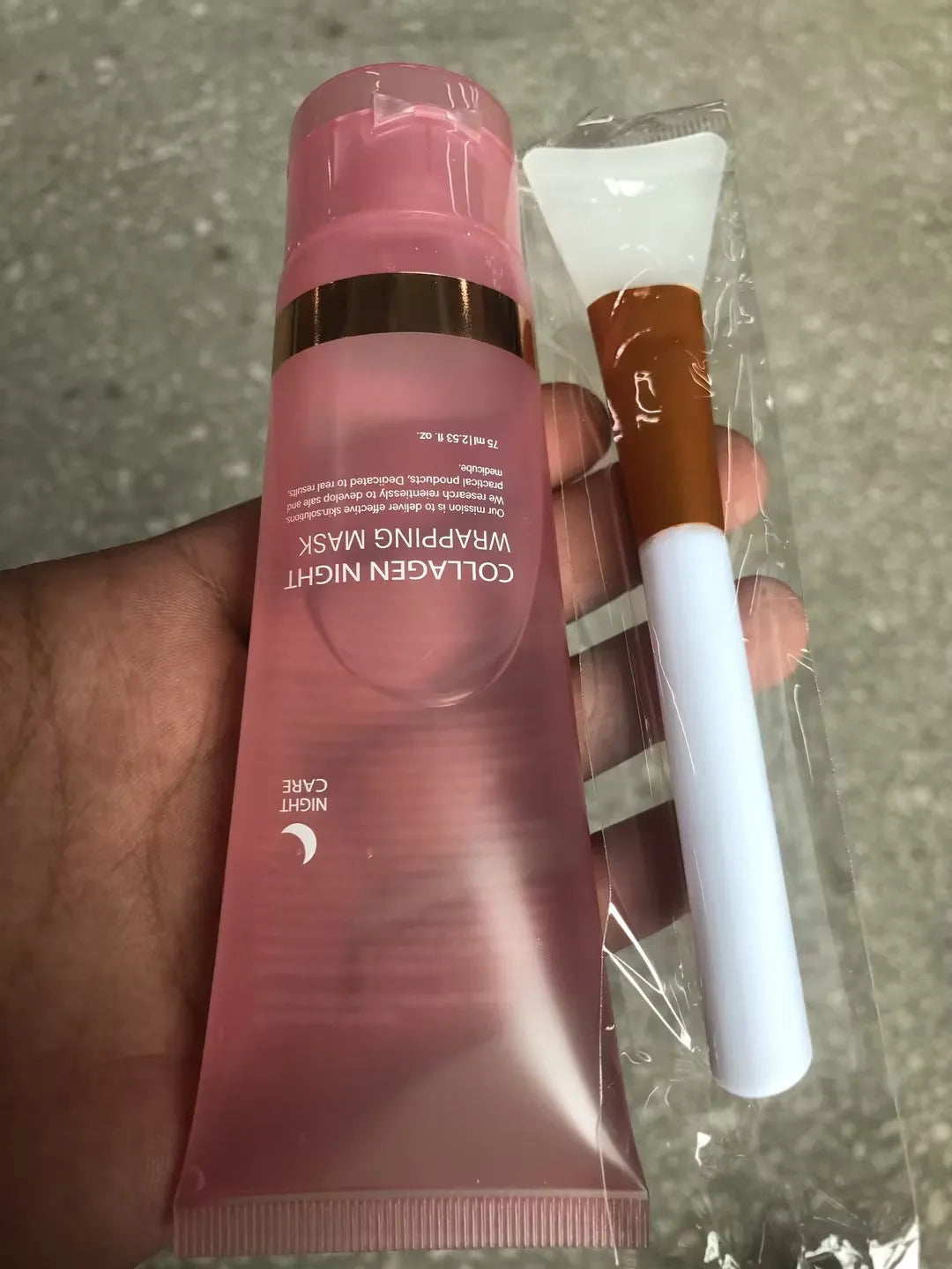 Collagen night face mask in 75ml bottle with brush applicator for even application