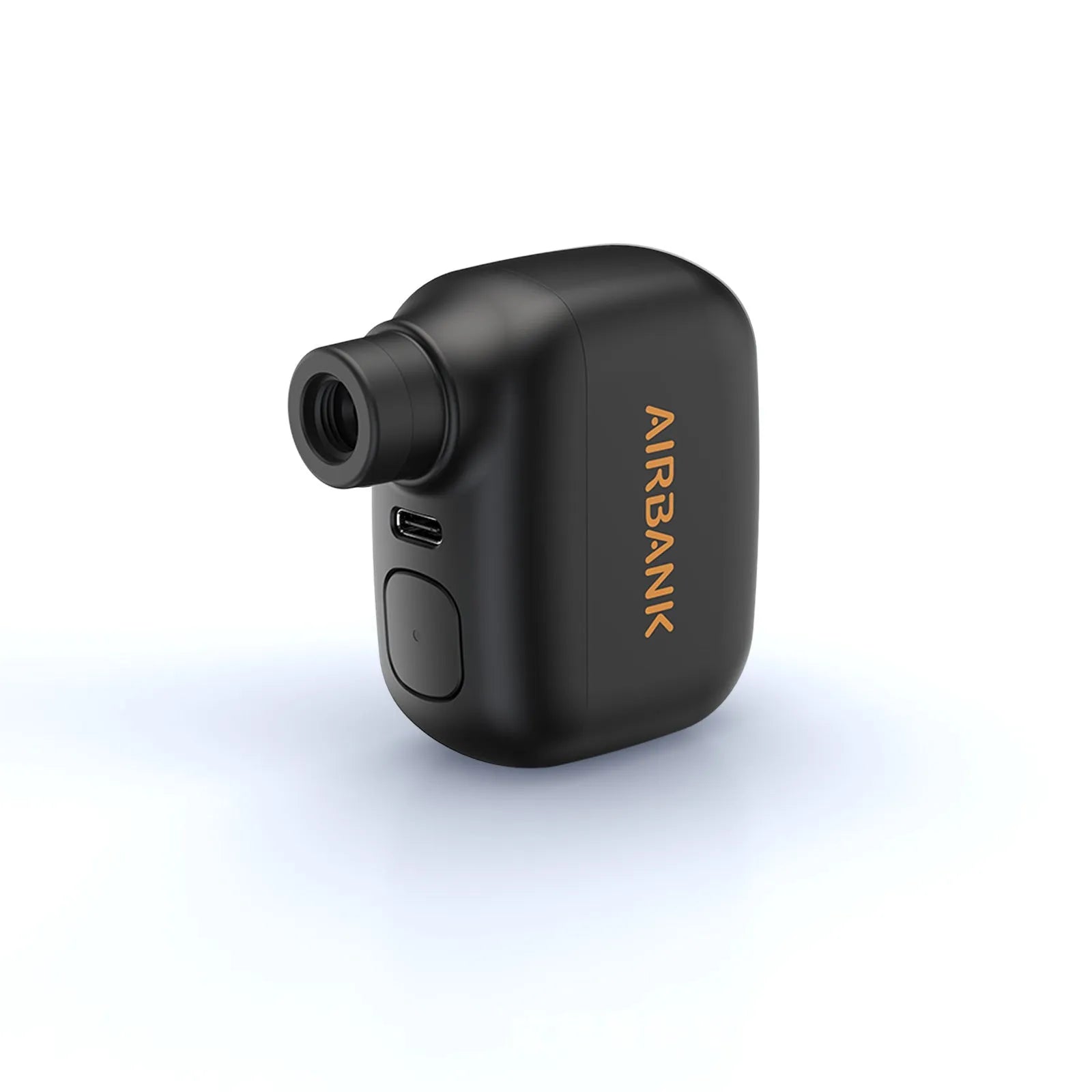 Black mini electric bicycle pump with USB charging cable and waterproof storage bag