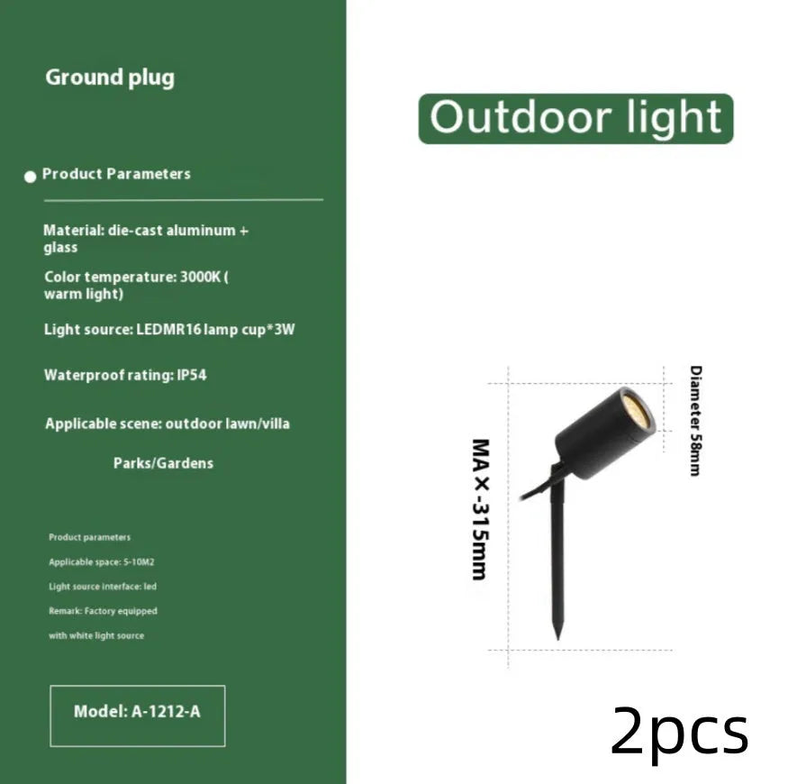 Outdoor aluminium ground lamp with COB LED for garden pathway lighting