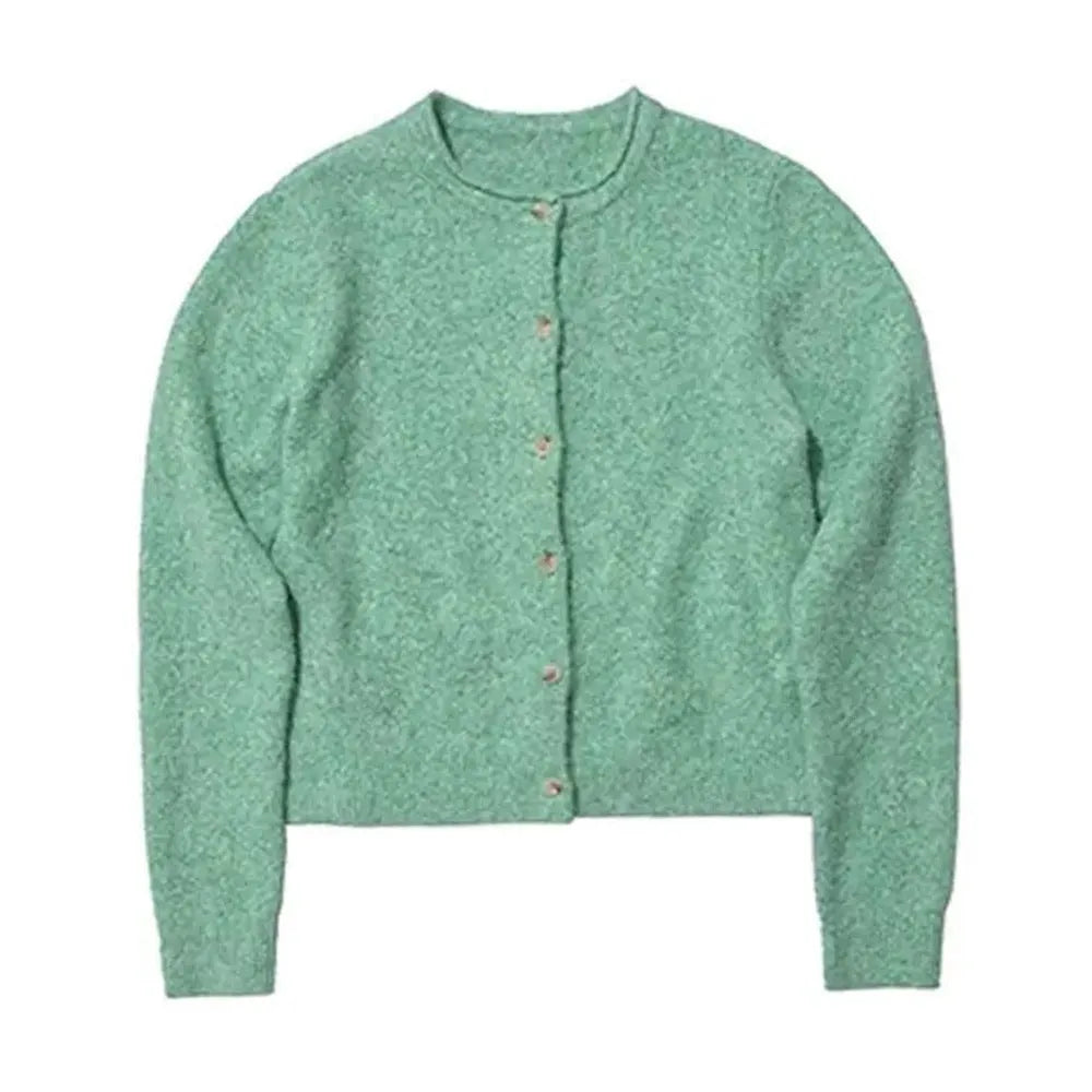 Loose fit long sleeve knitted cardigan for women in picture colour, polyester fabric with splicing design