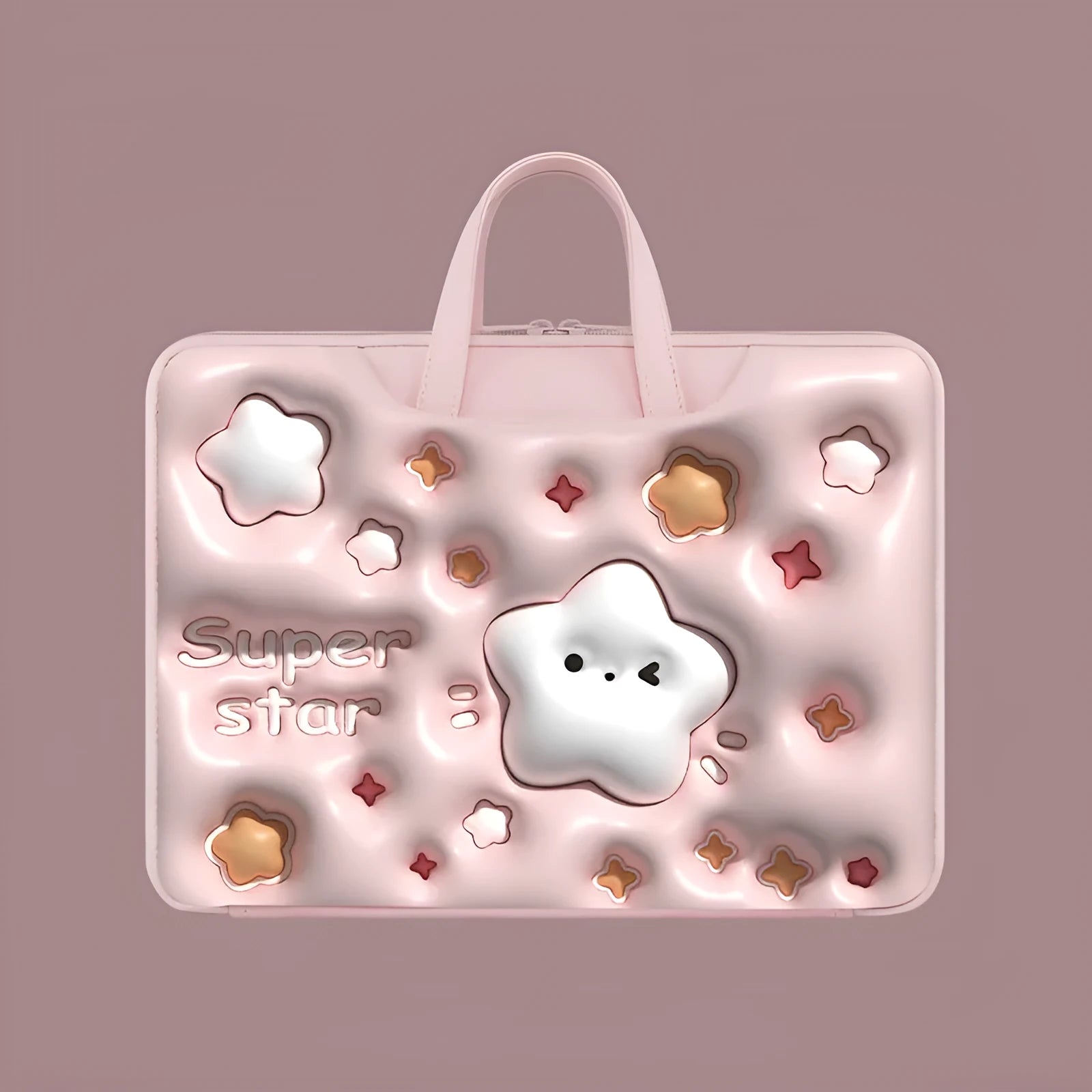 Inflatable PU leather laptop bag with luggage hanger loop in a cute panda design