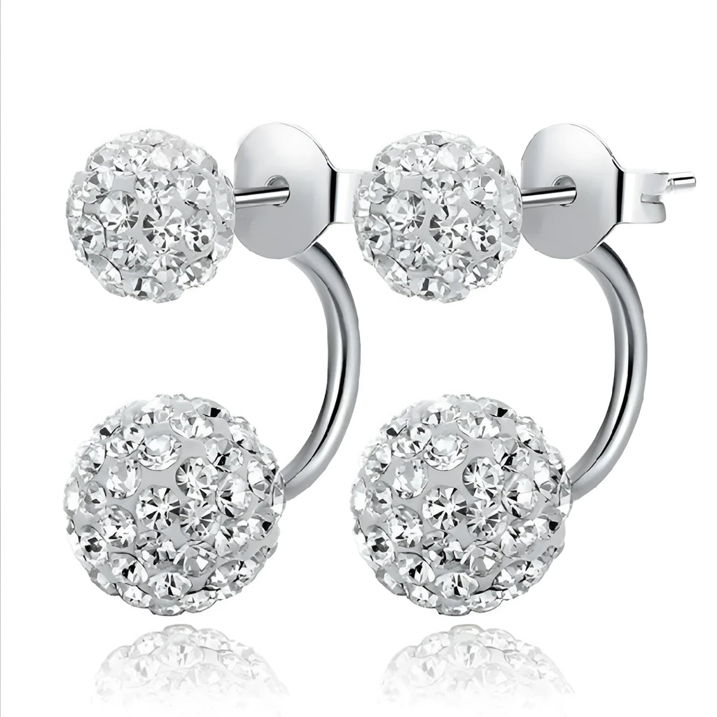 Rhodium plated 925 silver stud earrings with CZ diamond in silver colour 6mm