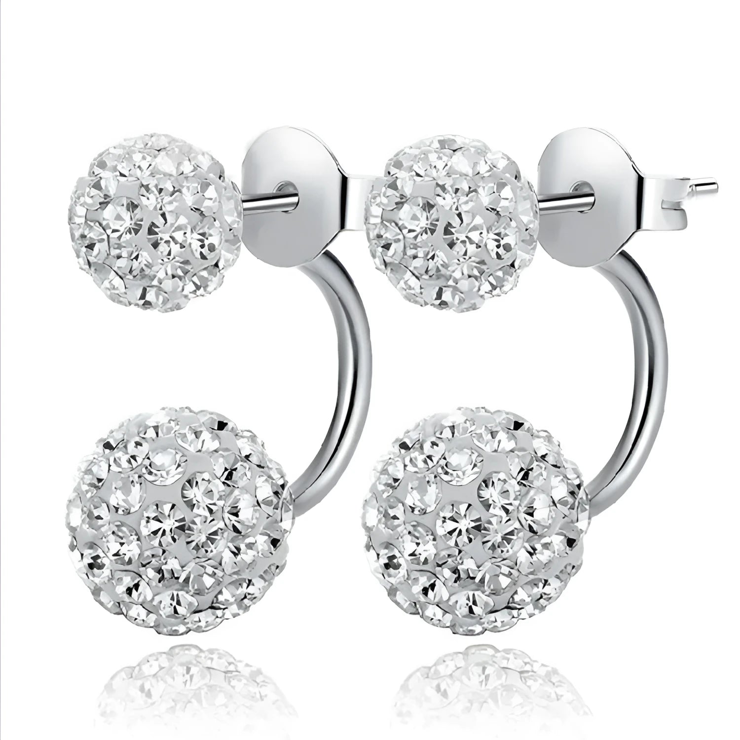 Rhodium plated 925 silver stud earrings with CZ diamond in silver colour 6mm