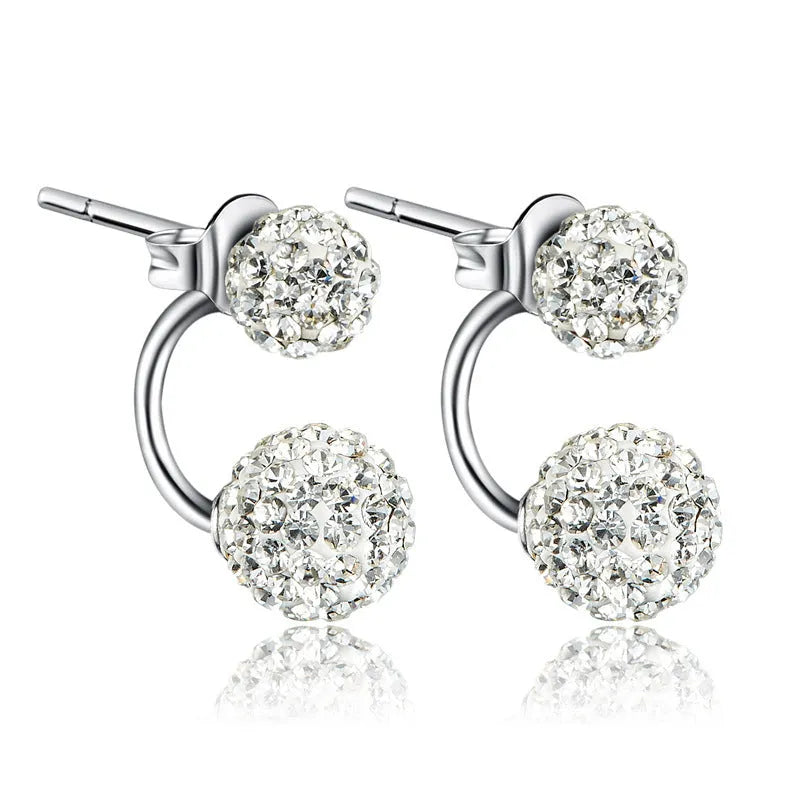 Rhodium plated 925 silver stud earrings with CZ diamond in silver colour 6mm
