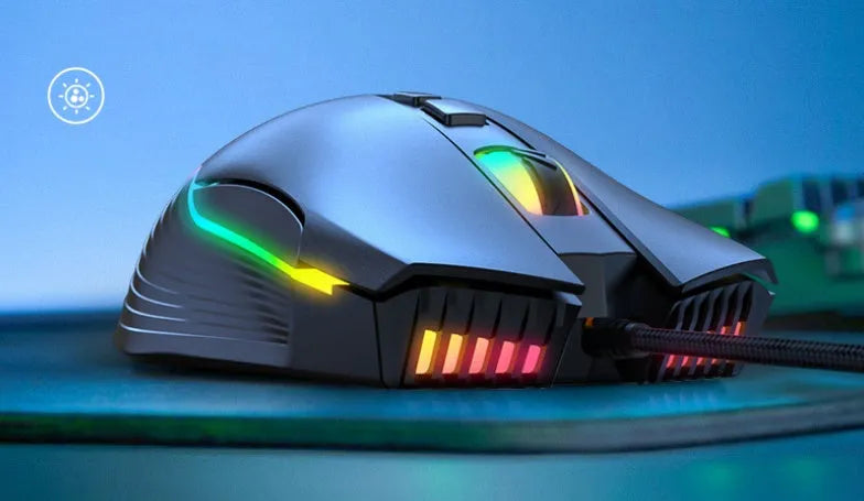 Wired gaming mouse with RGB lighting, seven DPI adjustment, ergonomic design, black colour, USB cable