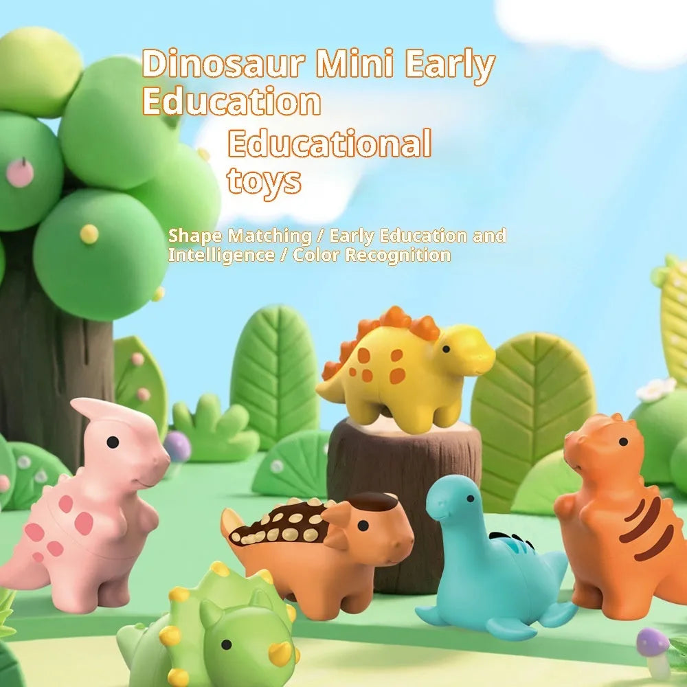 Children's early education dinosaur matching toy set with 10 vinyl pieces in a portable barrel