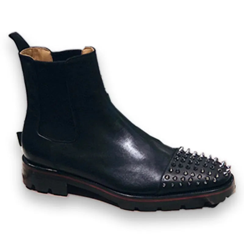 Men's high-top leather business casual shoes in black and black-orange colour options