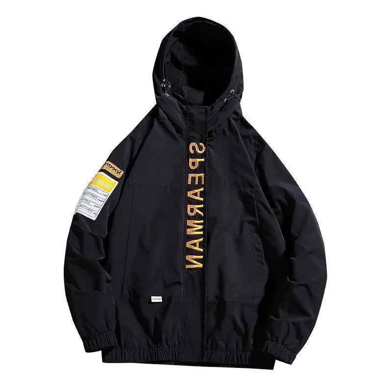Hong Kong style jacket for men in 100% polyester, available in black white and yellow sizes M to 4XL