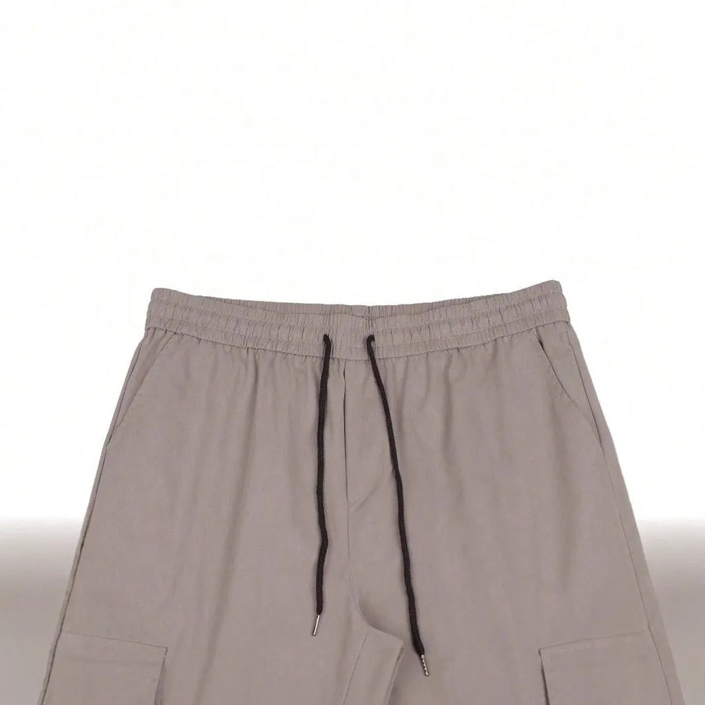 Workwear casual pants with drawstring elastic waist, solid colour, skinny leg, polyester, available in Asian sizes S-3XL