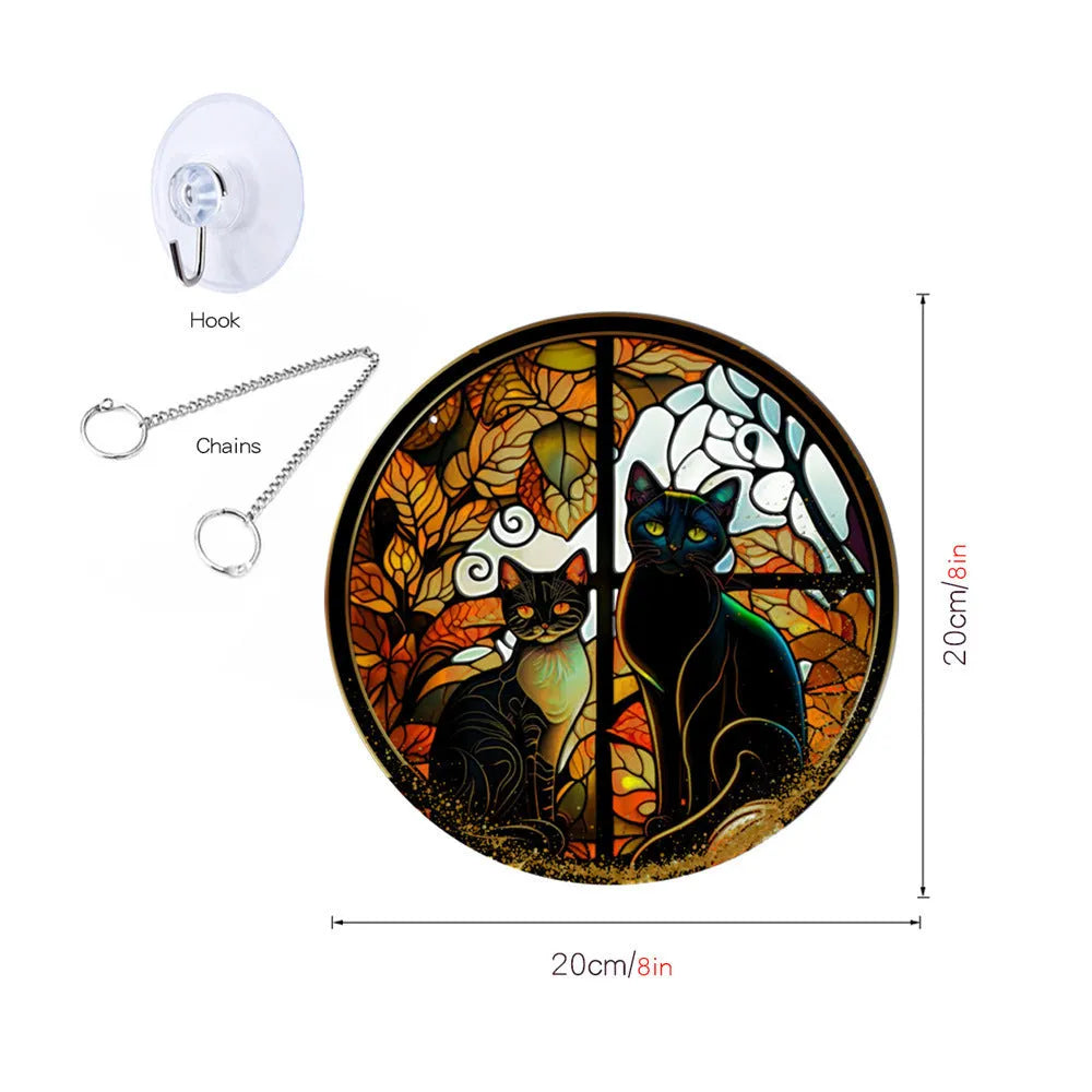 Acrylic Halloween hang decoration with pumpkin bat ghost motif, 60cm iron chain, and suction cup hook