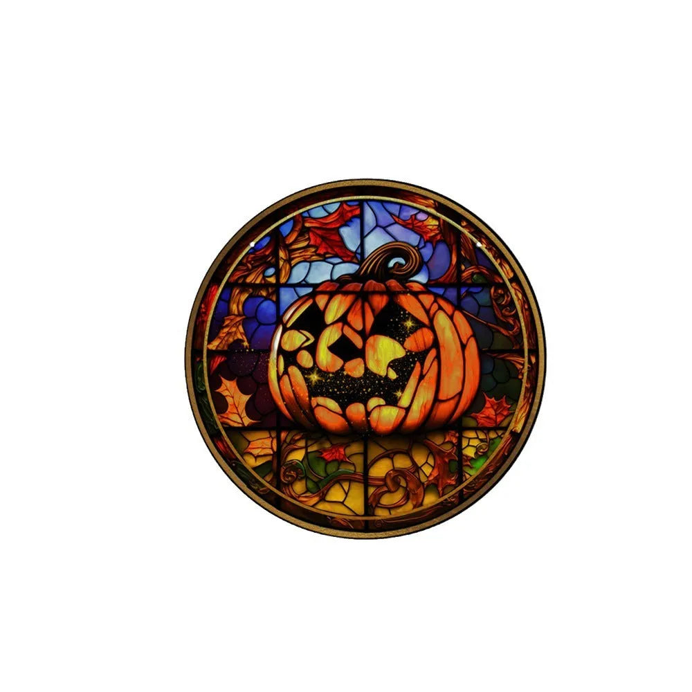 Acrylic Halloween hang decoration with pumpkin bat ghost motif, 60cm iron chain, and suction cup hook