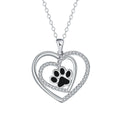 Women's copper dog paw footprints necklace with heart pendant and cross chain