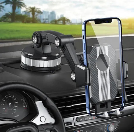 Car mount bracket stretch suction cup phone holder in black for dashboard use
