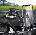 Car mount bracket stretch suction cup phone holder in black for dashboard use