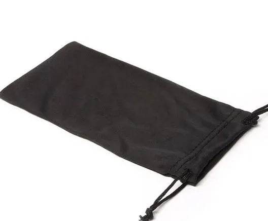 Black flannel sunglasses storage bag measuring 9x17cm for outdoor carrying and pressure protection