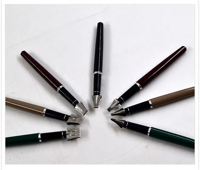 Right Point 7-piece calligraphy pen set with black ink, stainless steel tips, plastic metal penholders, widths 2MM to 11MM