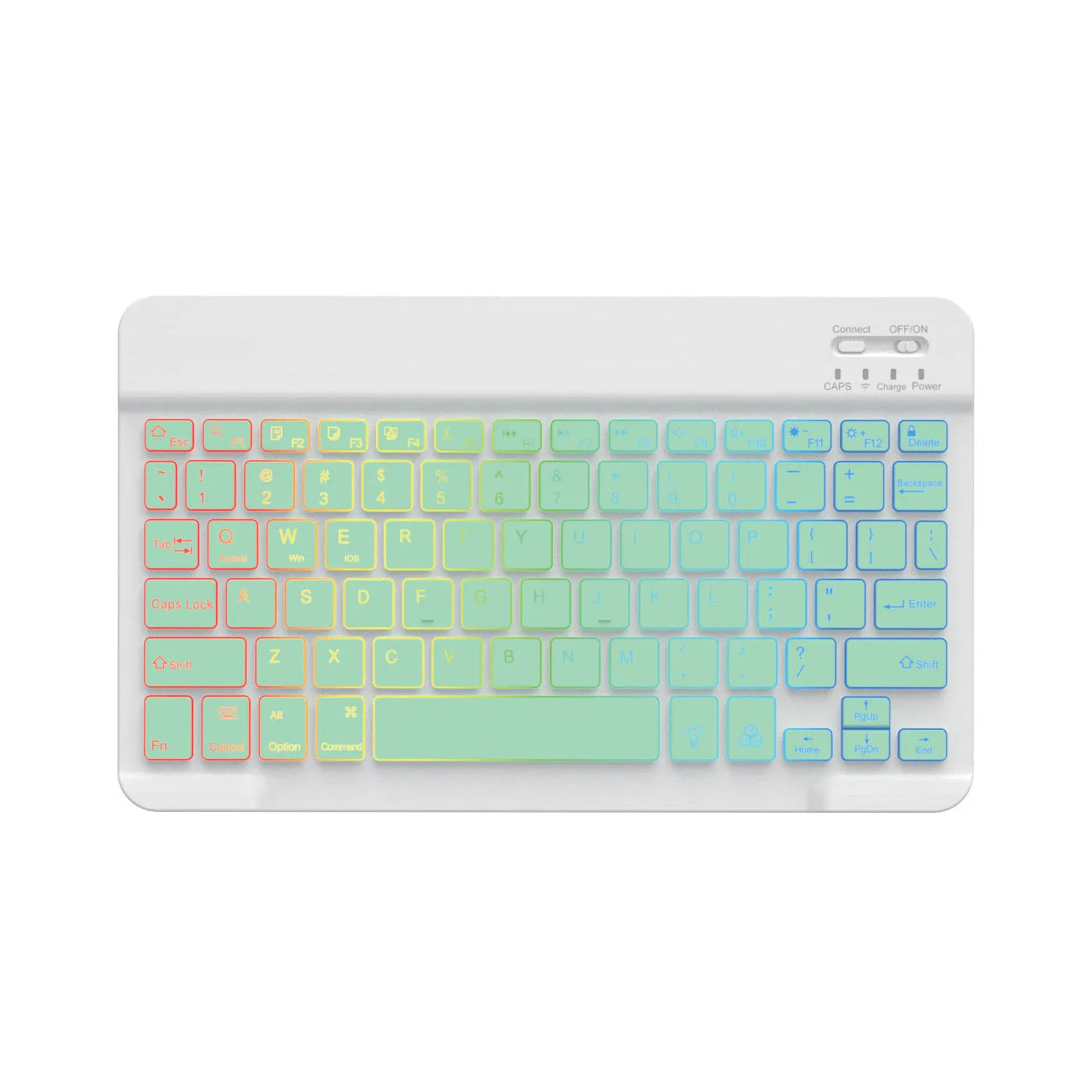 10-inch wireless Bluetooth keyboard with colourful backlight for tablets and mobile phones.