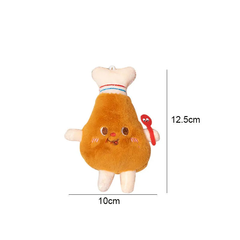 Set of five soft cat chew toys shaped like a hamburger, chicken leg, fries, bread, and hot dog for teething kittens.