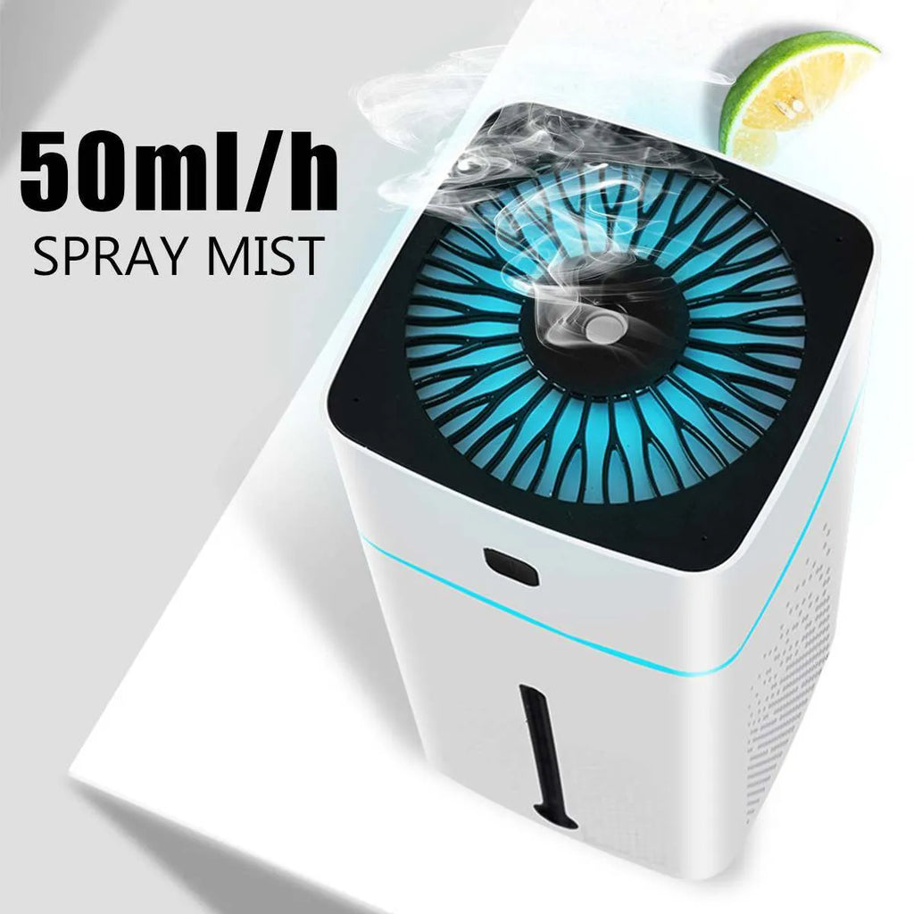 Black or white USB desktop humidifier with 1000ml tank for home office use.
