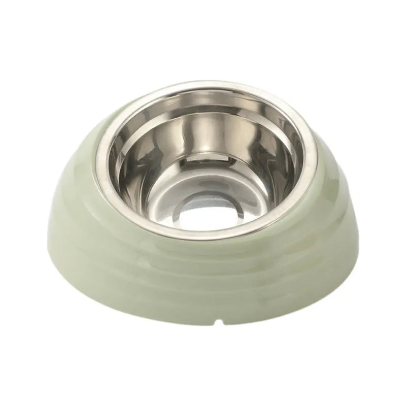 Stainless steel cat bowl in beige, brown, and light green colour options