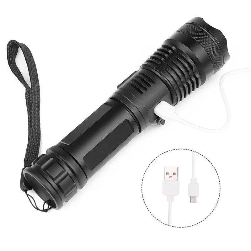 USB charging Zoom P50 flashlight with XHP50 bulb, telescopic zoom, aluminium shell, waterproof, drop-resistant, five light modes