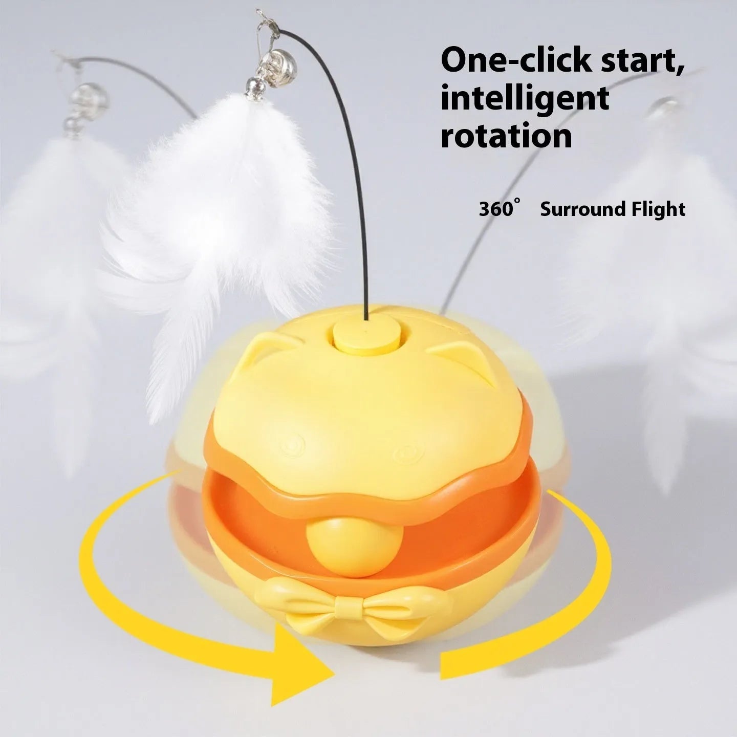 Electric cat toy tumbler teaser in yellow, blue or grey plastic with self-moving action