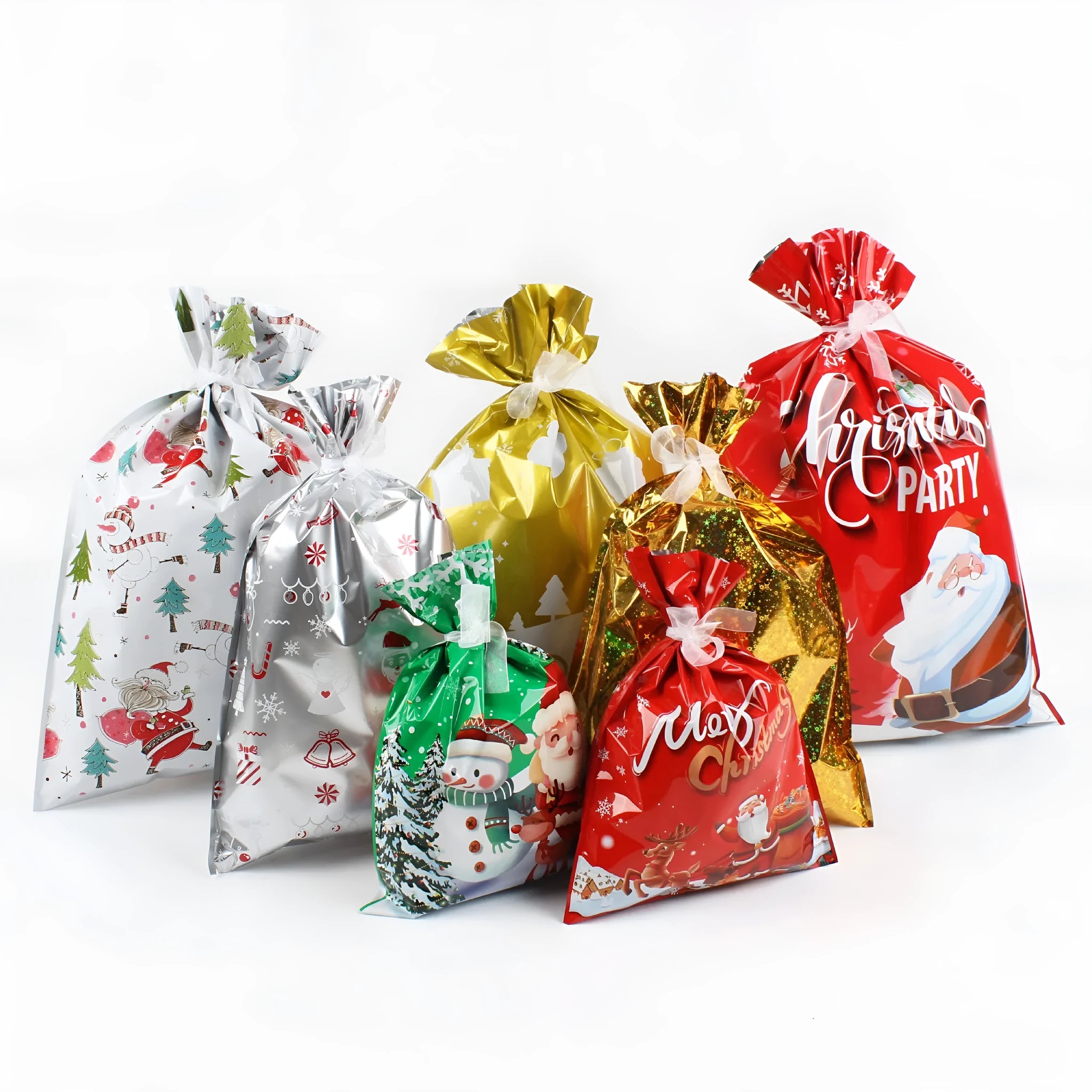 Christmas gift tying packing machine bag OPP aluminium PE 24x32cm sky blue design on white background