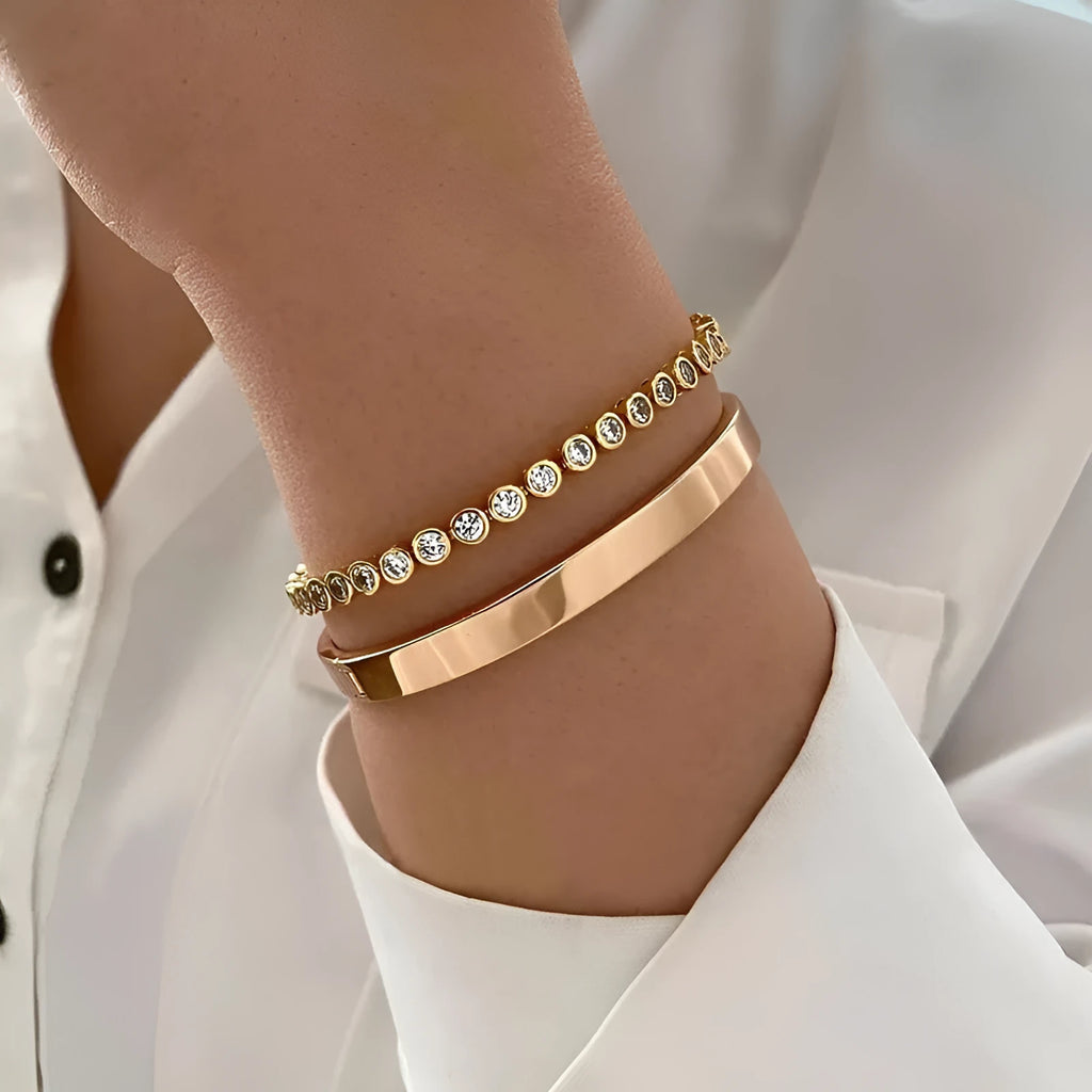 Vintage retro gold and silver drop shaped geometric water droplet bracelet set for women