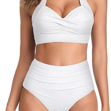 Split bow bikini set for women in backless style with high elasticity, available in multiple colours