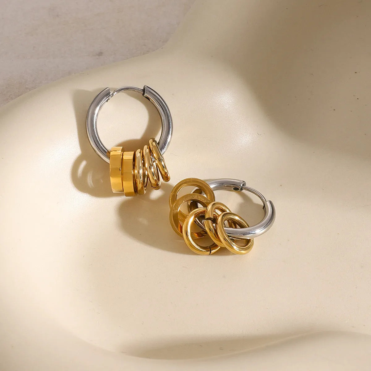 Stainless steel electroplated earrings in two colour options with ins style design