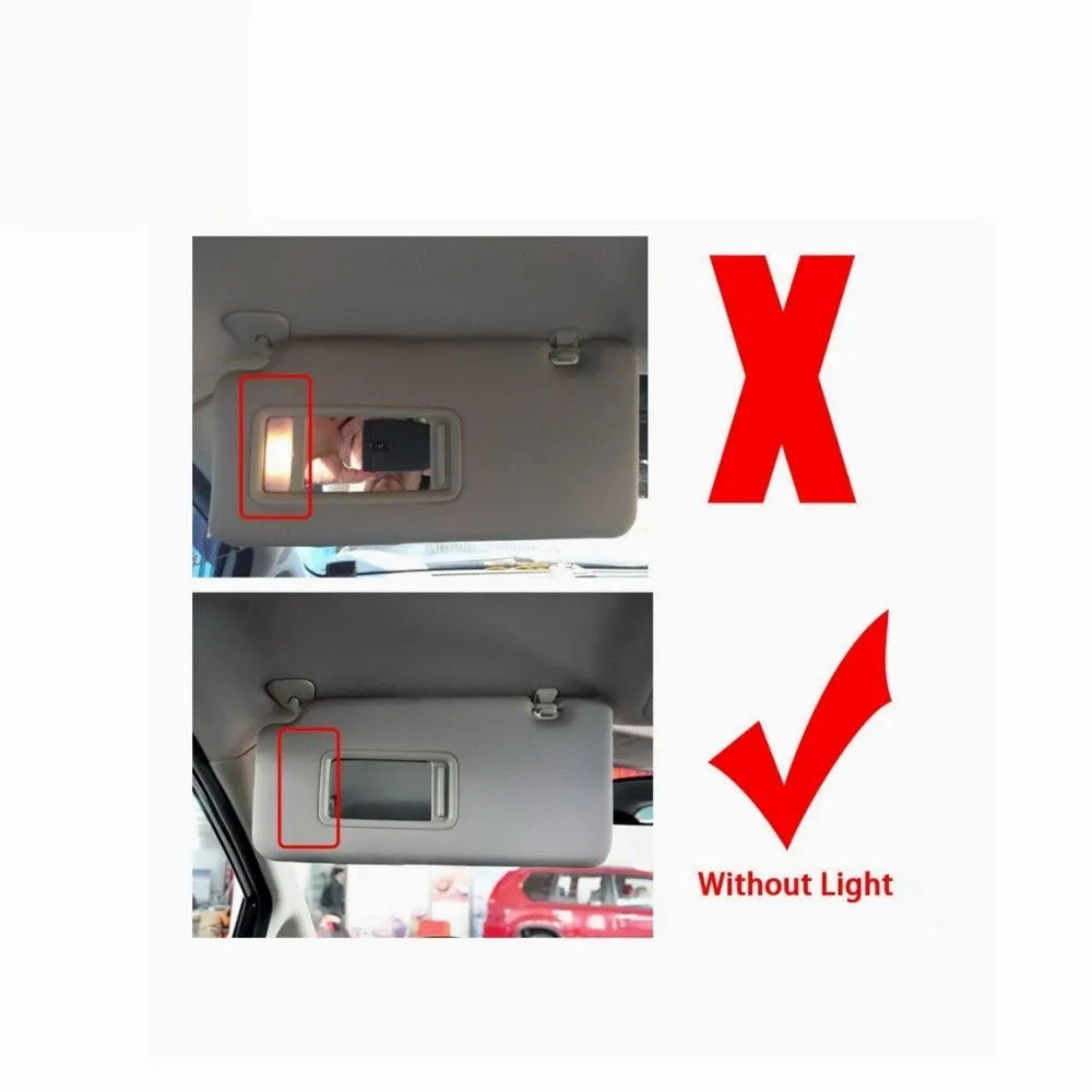 Beige Nissan Lida sun visor with integrated cosmetic mirror for 2005-2012 models