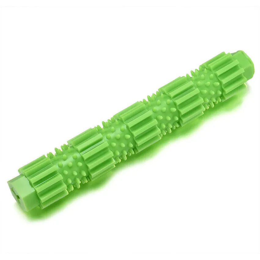 Green and orange rubber dog chew toy for aggressive chewers with treat dispensing feature