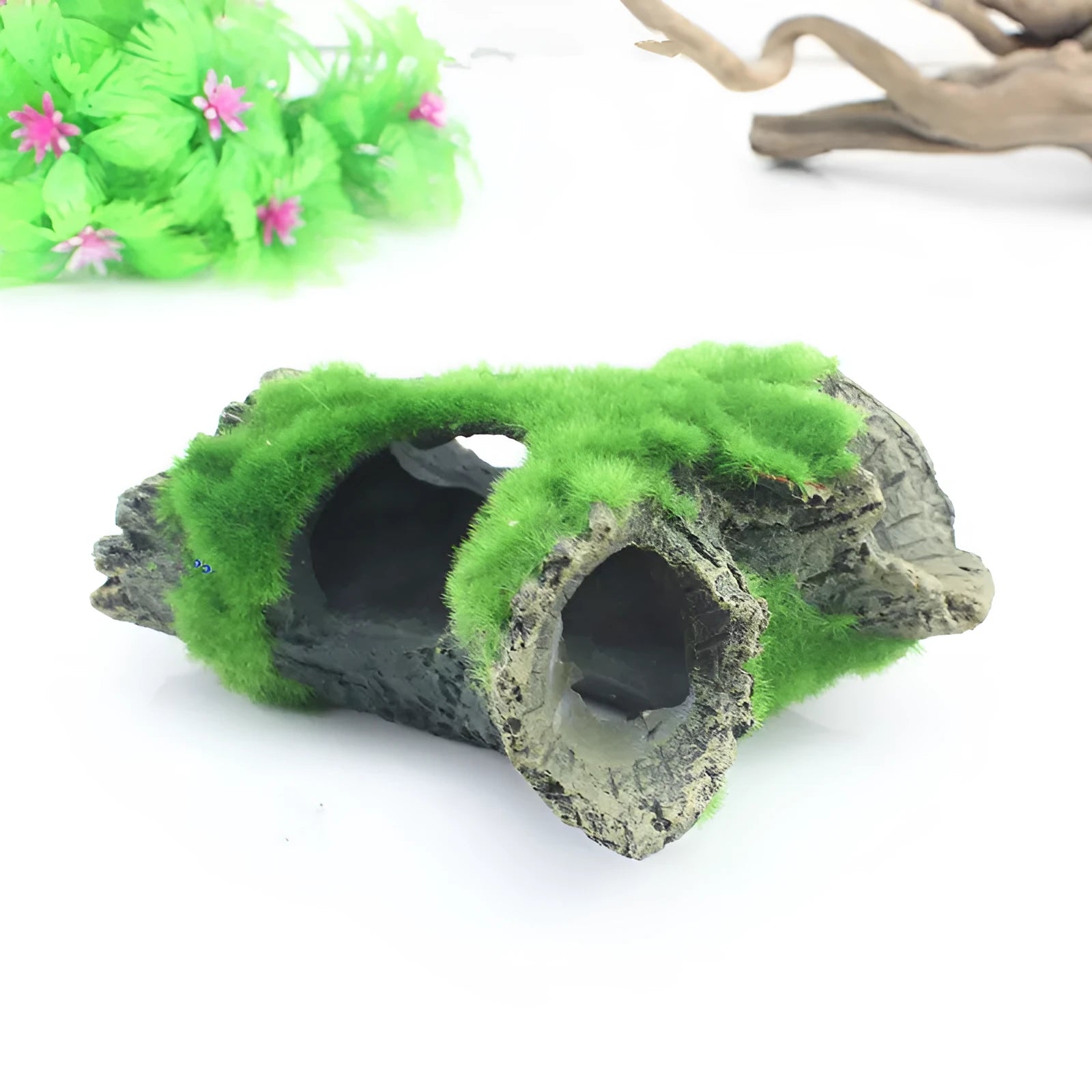 Qinjiayuan medium synthetic resin shrimp cave house with tree branch detailing for aquarium landscaping