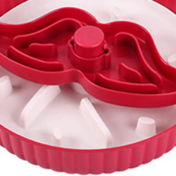 Rotating slow feed dog bowl with silicone lick mat insert in assorted colours