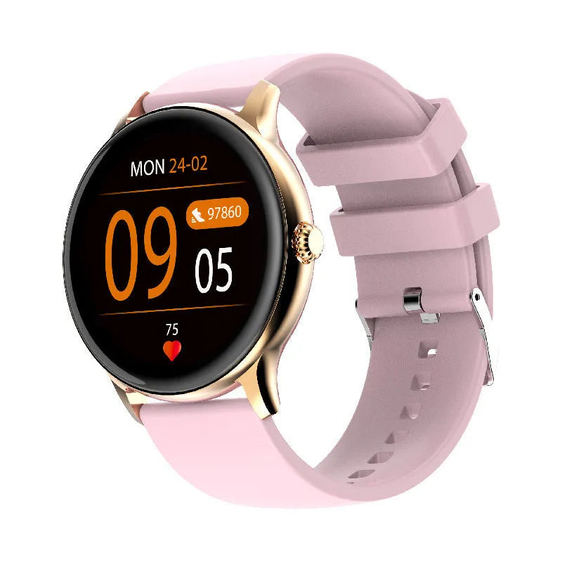 Black smart sports watch with blood pressure monitoring on silicone wristband