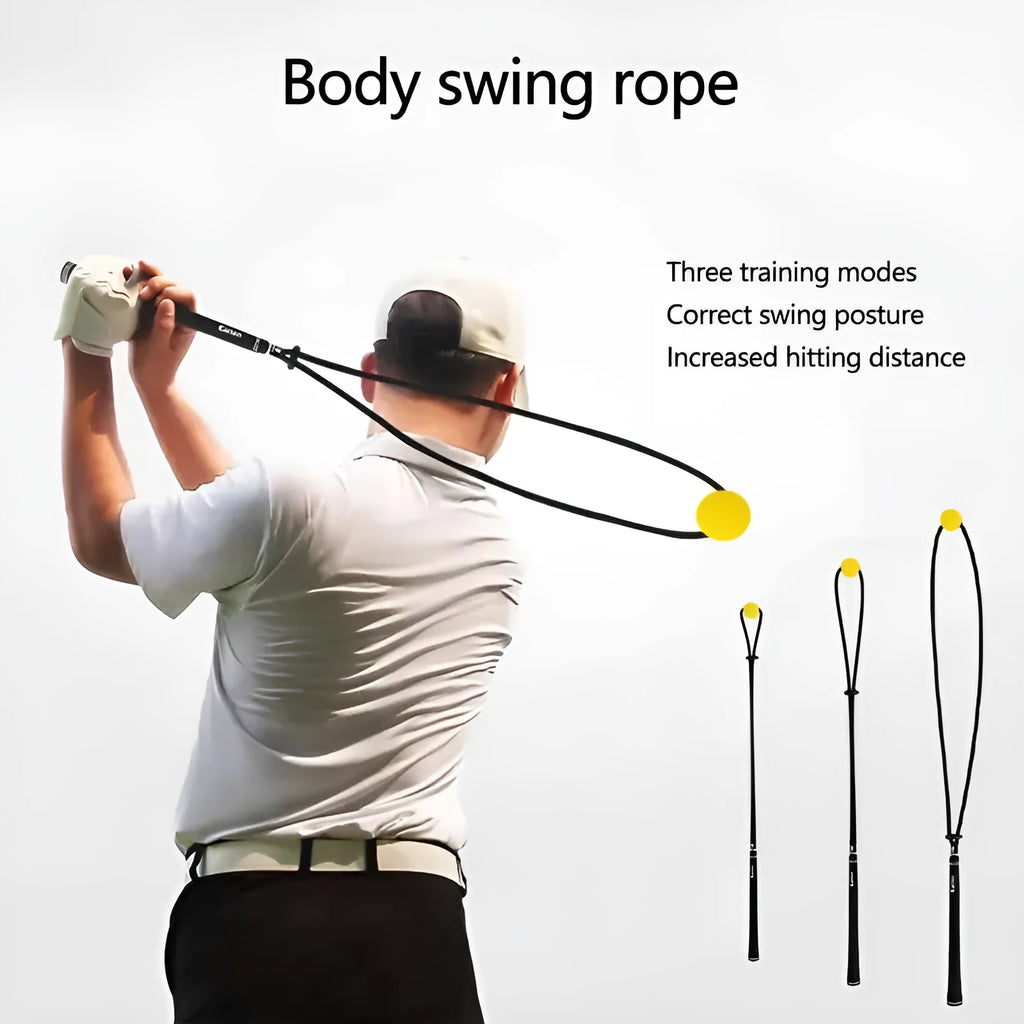 Black silicone elastic golf swing trainer practice rope for physical correction action training