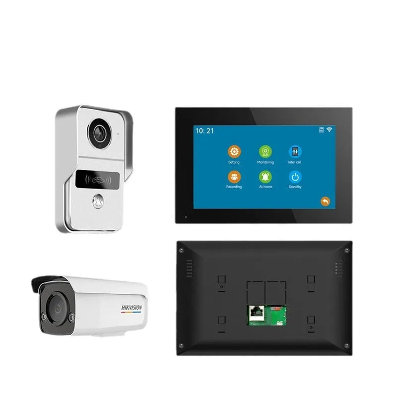 10-inch video intercom doorbell system with outdoor unit and 1080P HD camera for home security monitoring