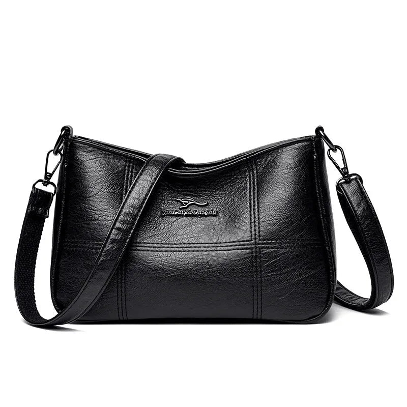 Sheepskin cross stitching small square crossbody bag for women in black, blue, wine red, yellow