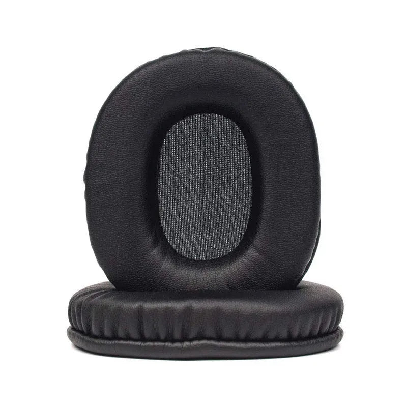 Two black PU leather replacement earmuff covers for Sony MDR-1R headphones.