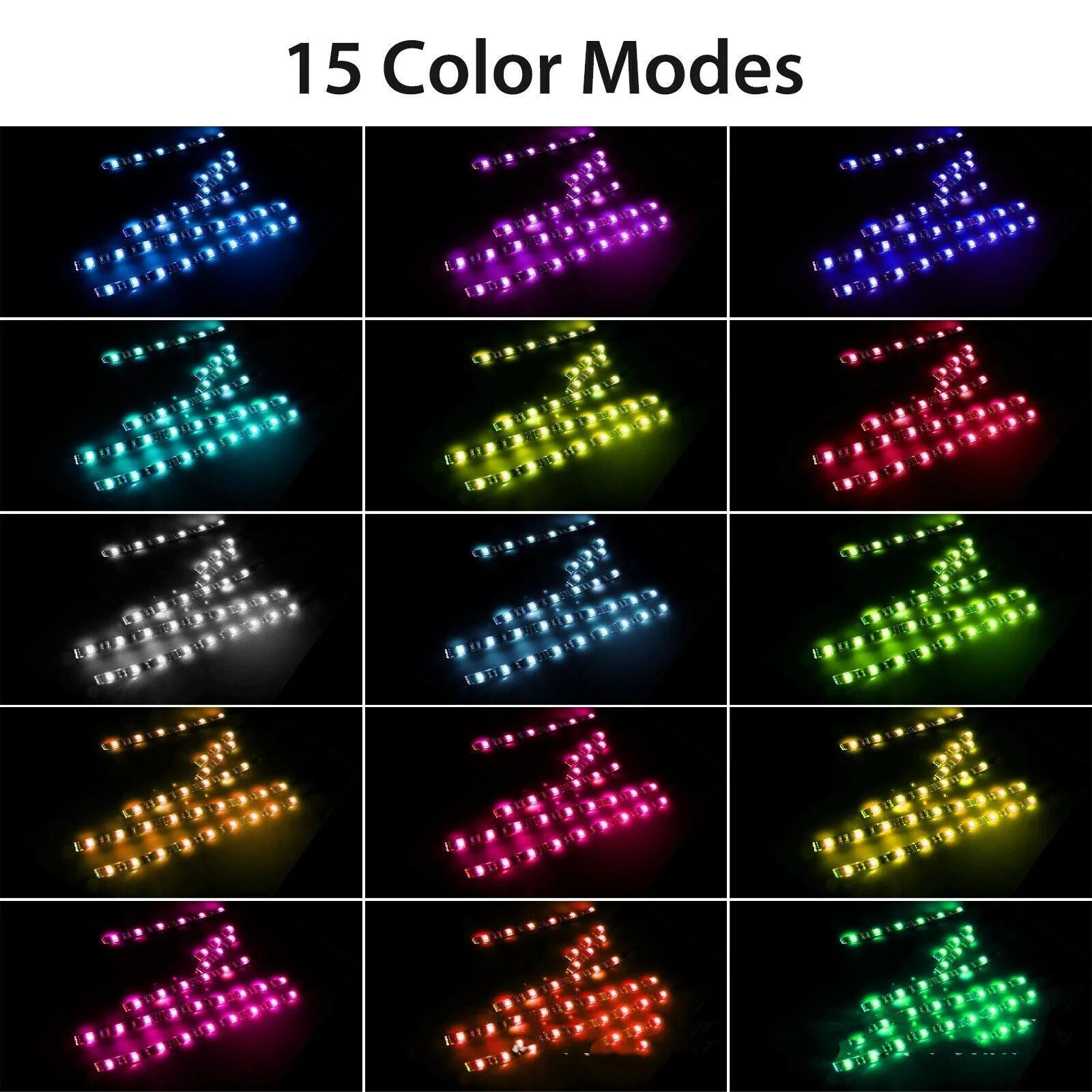 Black silicone LED atmosphere light bar with wireless remote for motorcycle and car interior lighting