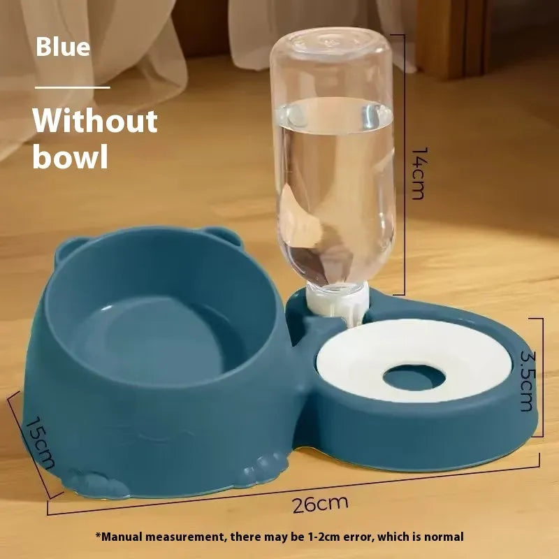 Automatic pet drinking basin with two bowls in stainless steel and ceramic