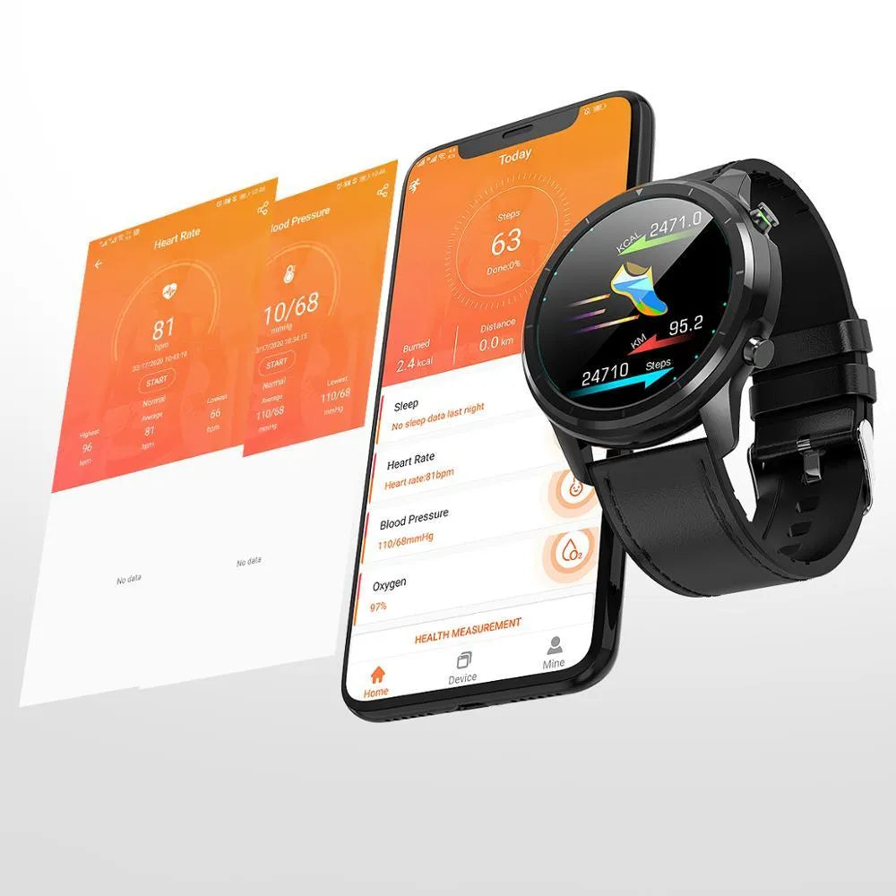 LEMFO LF26 smart bracelet on wrist showing 1.3-inch display, with touch and button controls, in a Brown Silver finish.