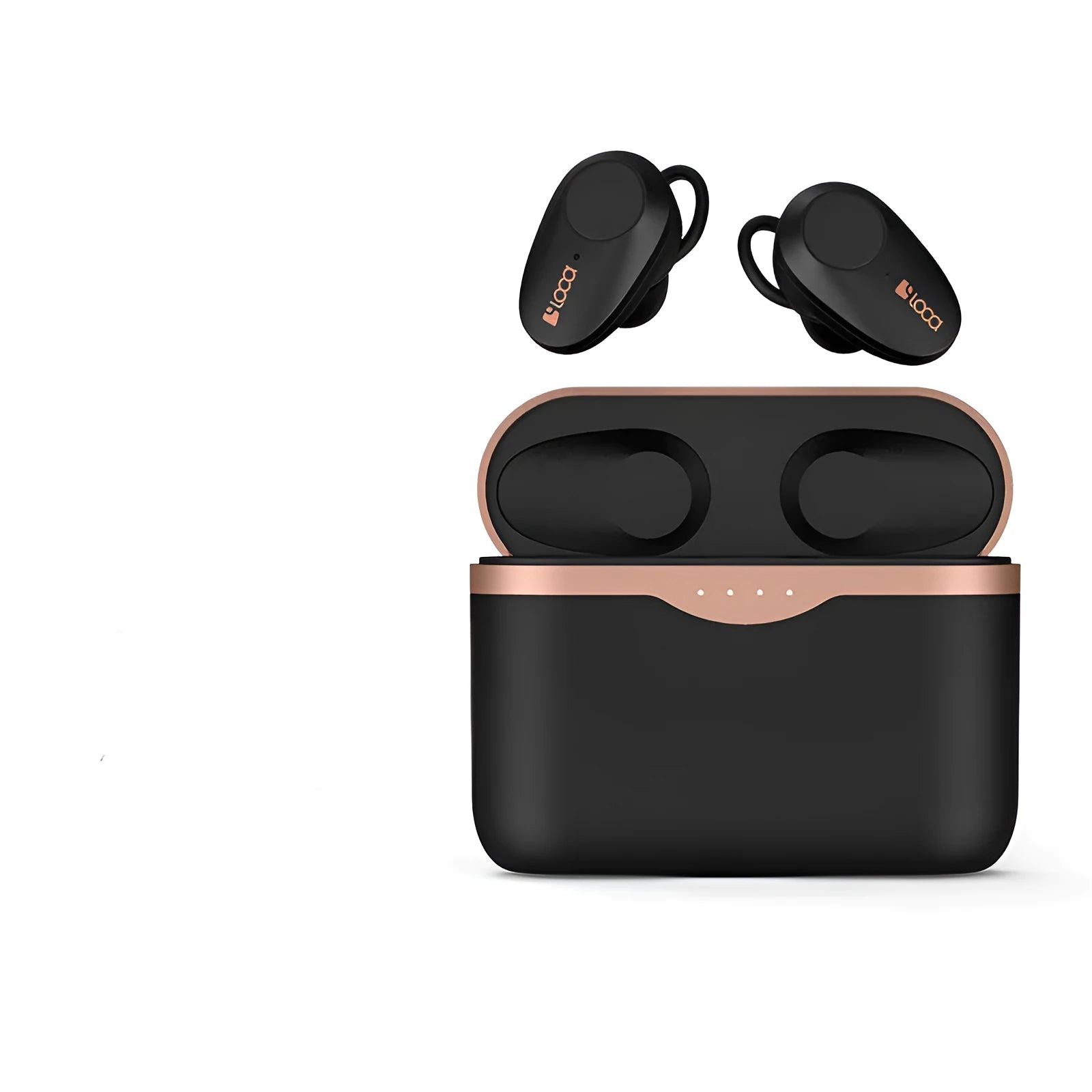 Black wireless Bluetooth headset with charging stand showing type-C port and wireless charging surface