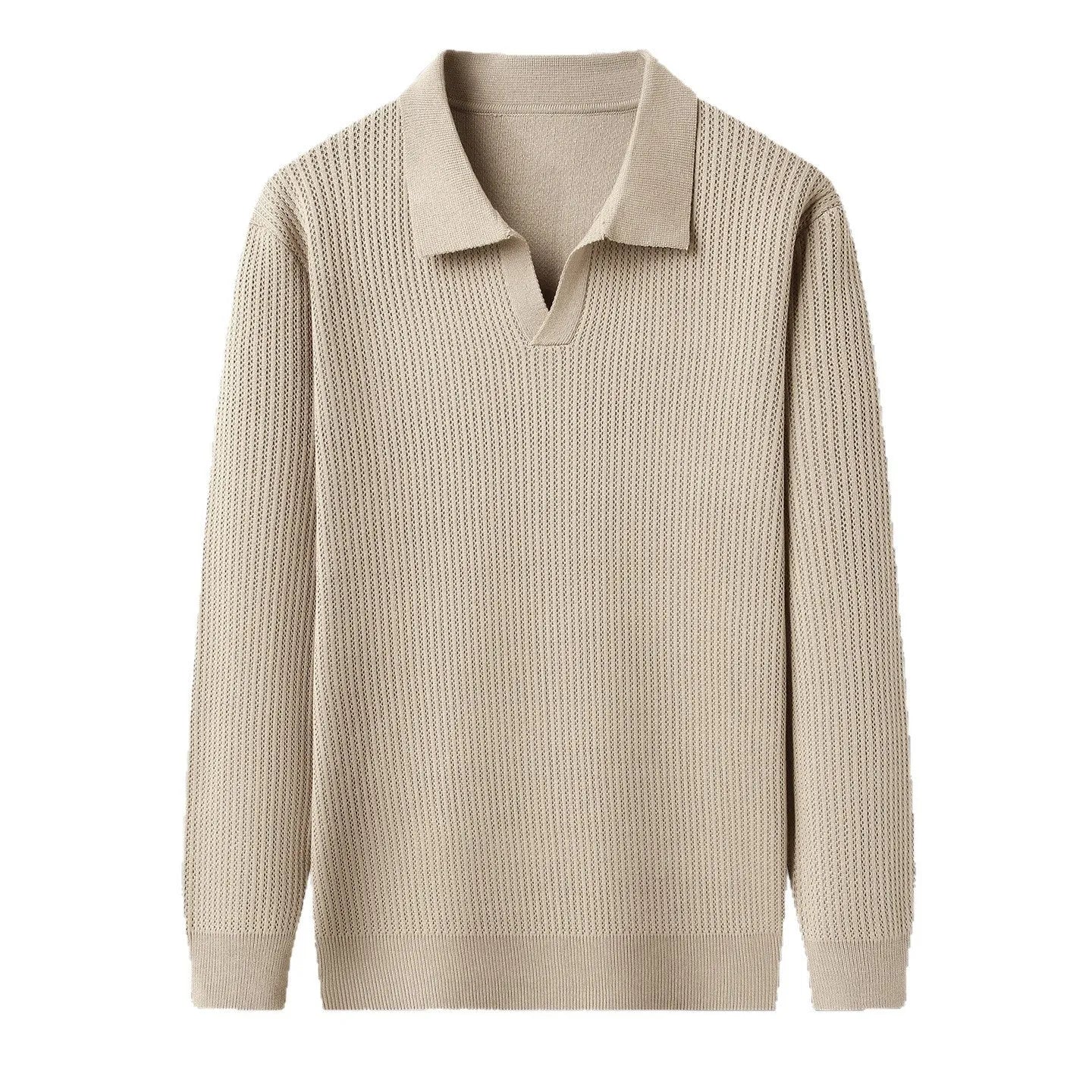 Men's loose fit long sleeve pullover sweater in green, shown flat.