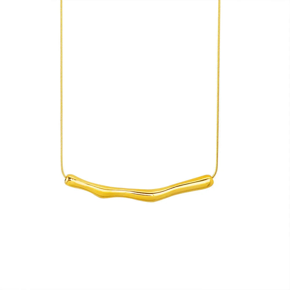 Women's pleated titanium steel necklace in gold and steel electroplated finishes