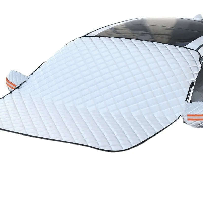 Winter car windshield cover with magnetic edges and reflective stripes for SUV frost protection