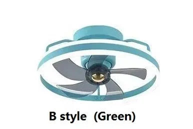 Modern ceiling fan lamp with integrated light, 500mm diameter with white acrylic shade and PC blades.