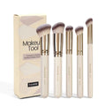 MAANGE five-piece angled blush makeup brush set in apricot colour with synthetic bristles